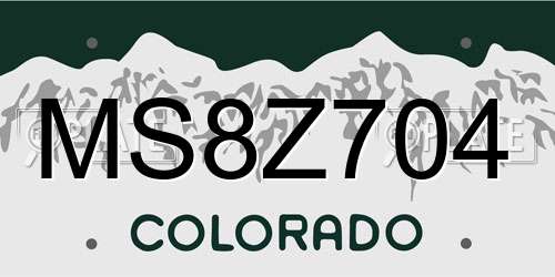 MS8Z704 Colorado License Plate