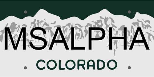 MSALPHA Colorado License Plate