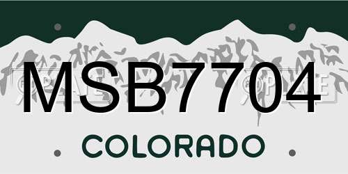 MSB7704 Colorado License Plate
