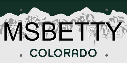 MSBETTY Colorado License Plate