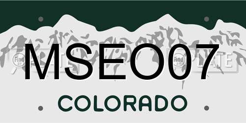 MSEO07 Colorado License Plate