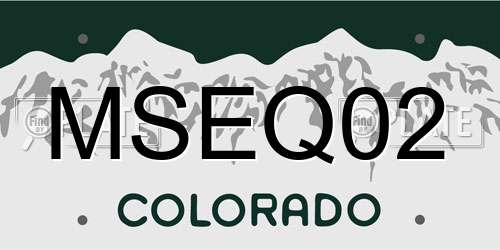 MSEQ02 Colorado License Plate