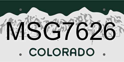 MSG7626 Colorado License Plate