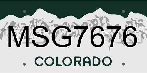 MSG7676 Colorado License Plate