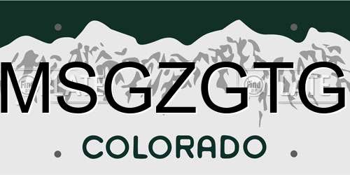 MSGZGTG Colorado License Plate