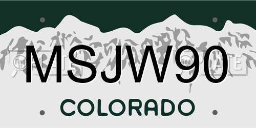 MSJW90 Colorado License Plate