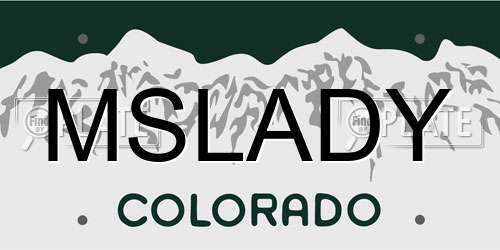MSLADY Colorado License Plate