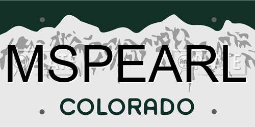 MSPEARL Colorado License Plate