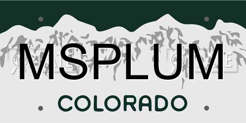 MSPLUM Colorado License Plate