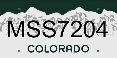 MSS7204 Colorado License Plate