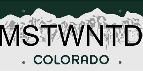 MSTWNTD Colorado License Plate