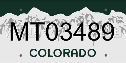MT03489 Colorado License Plate