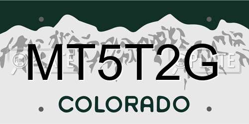 MT5T2G Colorado License Plate