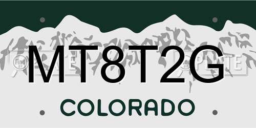 MT8T2G Colorado License Plate