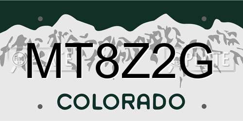MT8Z2G Colorado License Plate