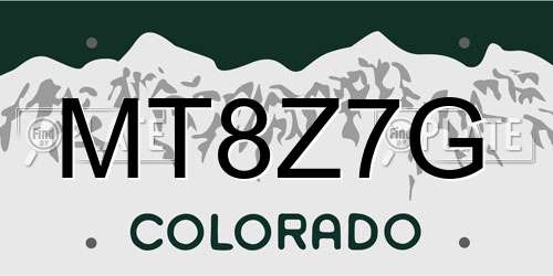 MT8Z7G Colorado License Plate