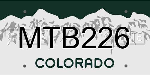 MTB226 Colorado License Plate