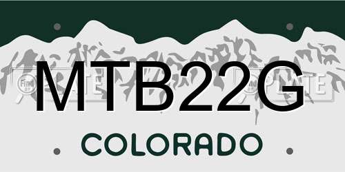 MTB22G Colorado License Plate