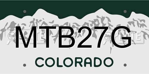 MTB27G Colorado License Plate