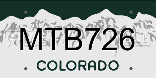 MTB726 Colorado License Plate