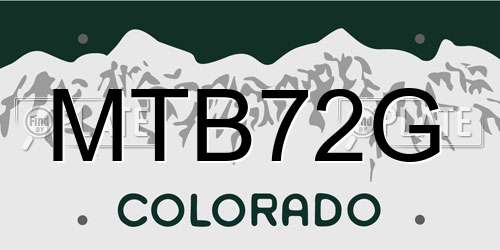 MTB72G Colorado License Plate