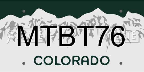 MTBT76 Colorado License Plate