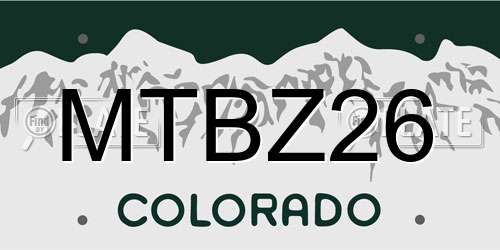 MTBZ26 Colorado License Plate