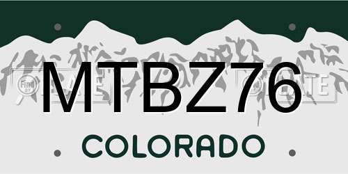 MTBZ76 Colorado License Plate