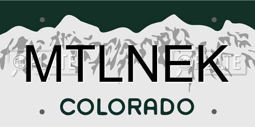MTLNEK Colorado License Plate