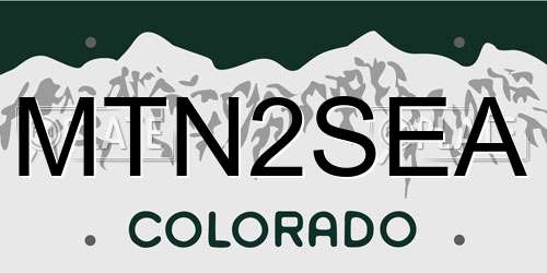 MTN2SEA Colorado License Plate