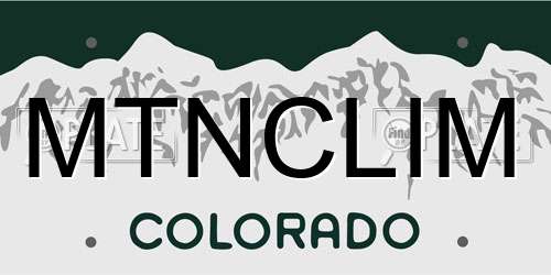 MTNCLIM Colorado License Plate
