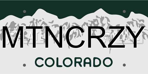 MTNCRZY Colorado License Plate