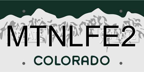 MTNLFE2 Colorado License Plate