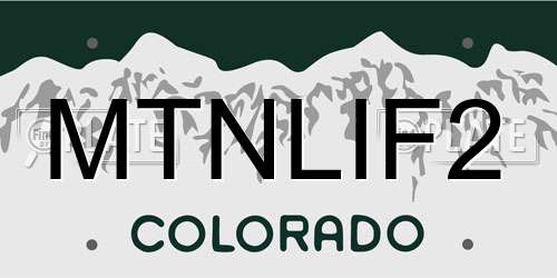 MTNLIF2 Colorado License Plate