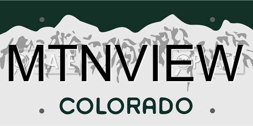 MTNVIEW Colorado License Plate