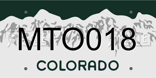 MTO018 Colorado License Plate