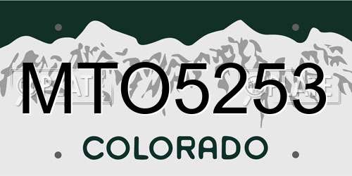 MTO5253 Colorado License Plate