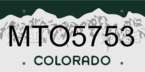 MTO5753 Colorado License Plate