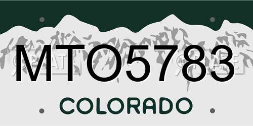 MTO5783 Colorado License Plate
