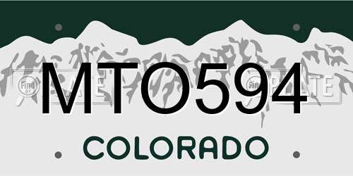 MTO594 Colorado License Plate