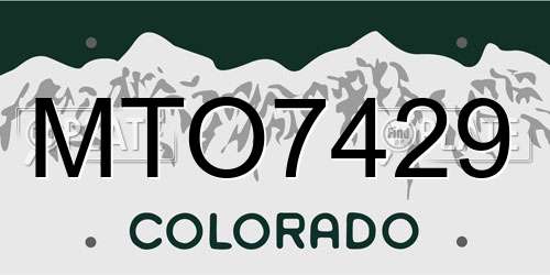 MTO7429 Colorado License Plate