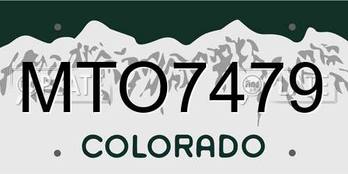 MTO7479 Colorado License Plate