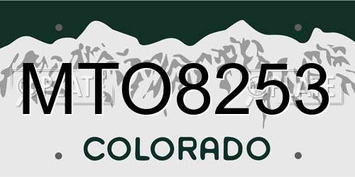 MTO8253 Colorado License Plate