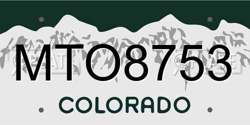 MTO8753 Colorado License Plate