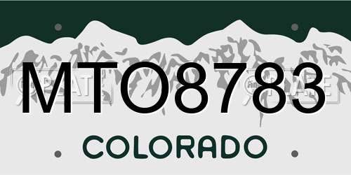 MTO8783 Colorado License Plate