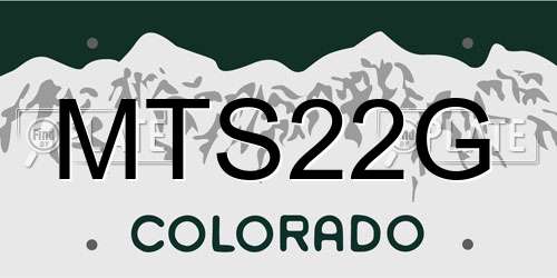 MTS22G Colorado License Plate