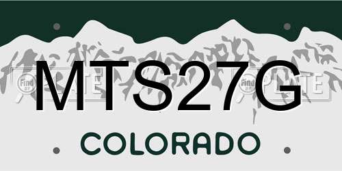 MTS27G Colorado License Plate