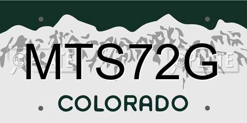 MTS72G Colorado License Plate