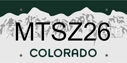 MTSZ26 Colorado License Plate