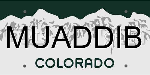 MUADDIB Colorado License Plate